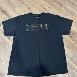 Thrasher Black Rainbow Logo Tee